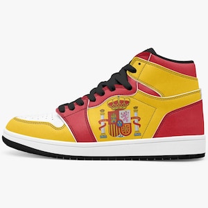 Spain La Roja Custom High Top Sneakers World Cup 2026 Football Shoes Personalized Soccer Kicks Unique Gift Basketball Shoes Men Women Art