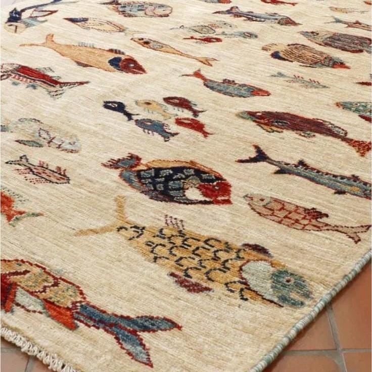 Fish Identification Rug Nautical Fish Area Rug, Coastal Sea Life Carpet, Beach House Decor ...