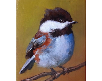 Little Baby Chestnut-backed Chickadee - Open Edition Print