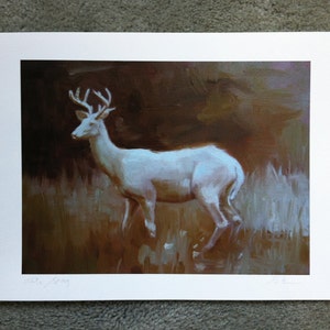 White Stag Oil Painting archivial print of original oil painting image 2