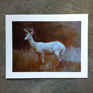 White Stag Oil Painting archivial print of original oil painting image 3