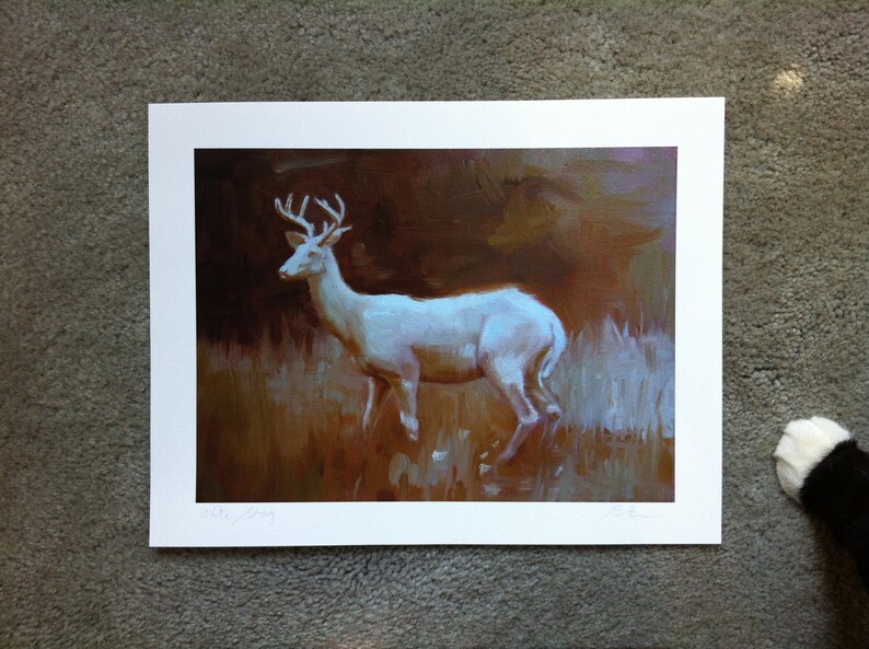 White Stag Oil Painting archivial print of original oil painting image 3