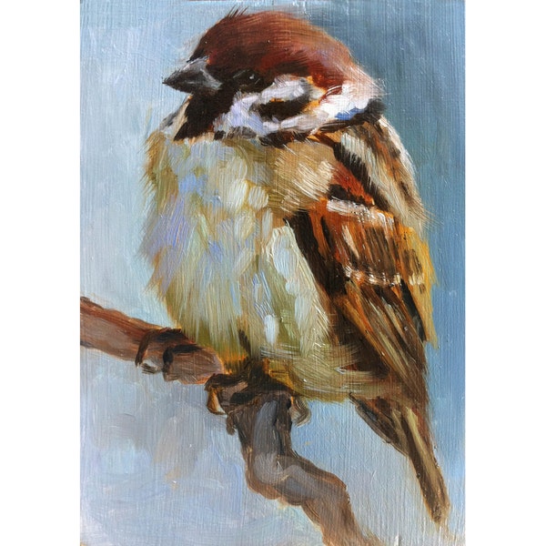 Baby Sparrow - Little Sparrow Painting - Open Edition Print