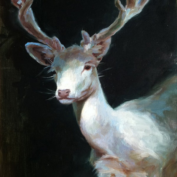 White Stag II - Oil Painting - Fine Art Print