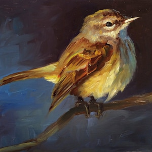 Palm Warbler Bird Painting Open Edition Print of Original Oil Painting image 1