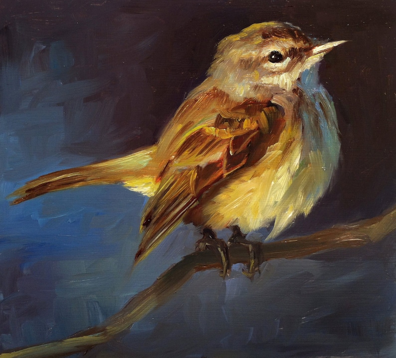 Palm Warbler Bird Painting Open Edition Print of Original Oil Painting image 1