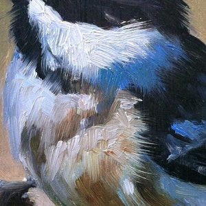 Baby Black-capped Chickadee Bird Painting Open Edition Print of Original Oil Painting image 2