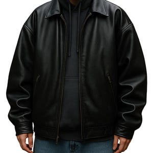 Men&#39;s Black Sheepskin Leather Jacket: Slim Fit Moto Biker Coat