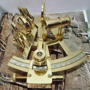 Sextant Nautical Brass, Vintage Maritime Sextant, Antique Working Sextant, Brass Marine Navigation Tool, WWII Kelvin & Hughes Sextant