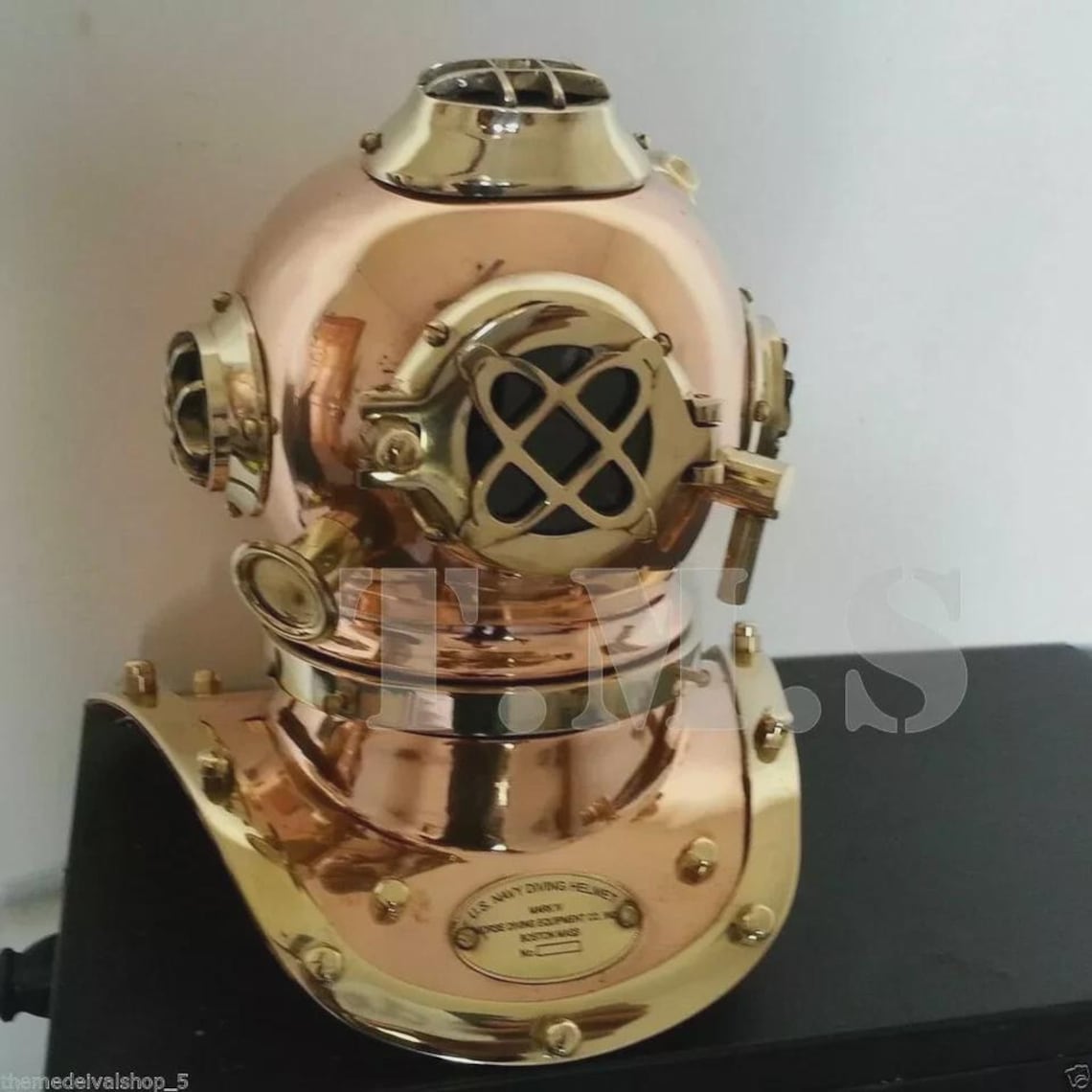 Vintage US Navy Mark V Deep Sea Diving Helmet – Antique 18-inch Marine ...