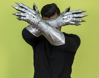 Guanteletes medievales de acero, guantes de armadura Nazgûl grabados, LARP, COSPLAY