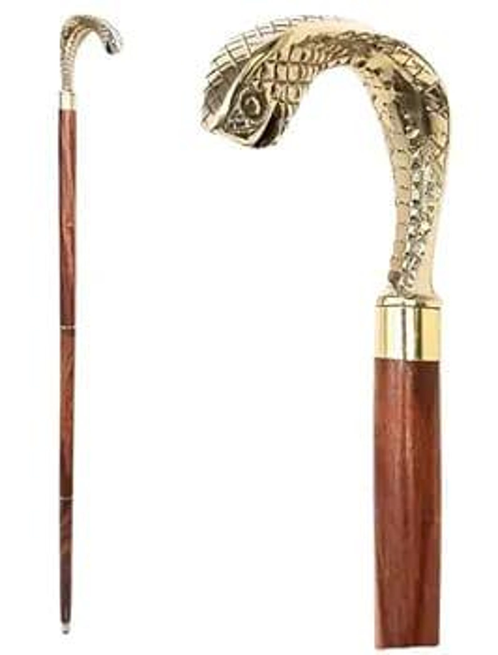 Victorian Rosewood Walking Cane Set: Brass Knob Handle, Detachable ...