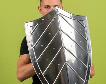 Handgefertigter Stahl Ritter Schild | Wikinger Cosplay, LARP Prop