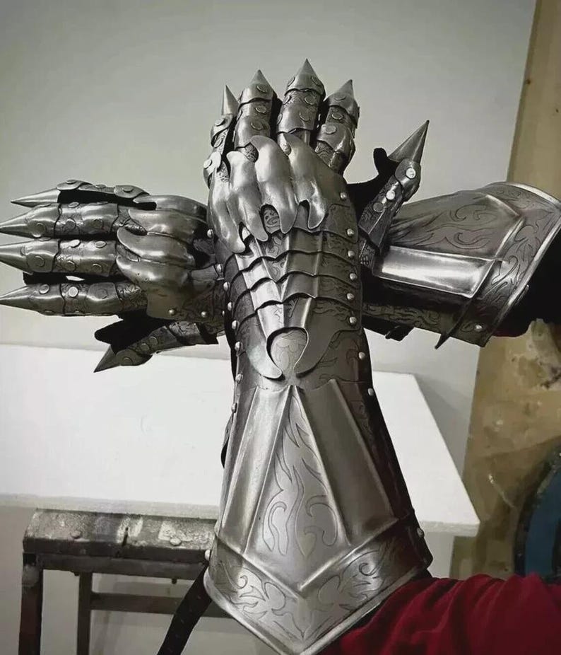 Medival Steel Gauntlets Etched Nazgul Armour Gloves LARP COSPLAY - Etsy