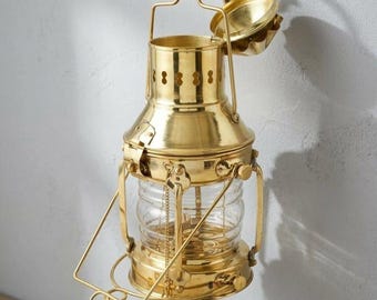 Messing gepolijst mijnwerkersschip olielamp 10" nautisch vintage maritiem lantaarndecor