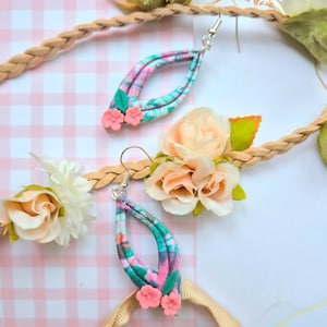 Handmade Polymer Clay Flower Earrings. Floral Statement Earrings, Boho Jewelry, Pastel Cottagecore Earrings, Unique Gift for Her