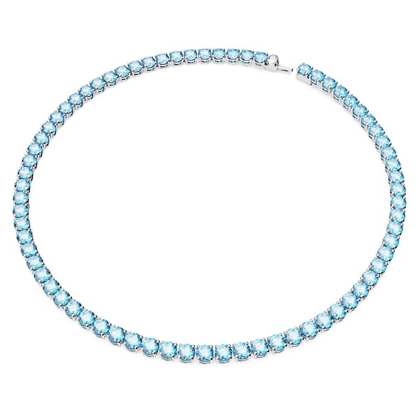 Aquamarin Tennis Halskette, Aquamarin Runde Silber Tennis Halskette für Frauen, März Birthstone Halskette Aquamarin Schmuck, Brautjungfer Geschenk