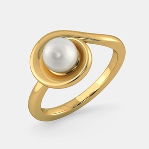 14k gold plated pearl ring, 925 Pearl Silver Ring, Freshwater Round Rings, Minimalist Ring For Woman Stacking Ring wadding ring gift for her