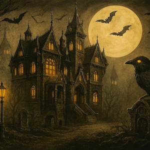 Haunted Mansion Jigsaw Puzzle with Tin - Perfect for Halloween Fun, Family Game Night, Spooky Decor, Gift for Puzzle Lovers