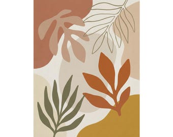 Póster botánico abstracto de terracota | Arte mural vertical mate