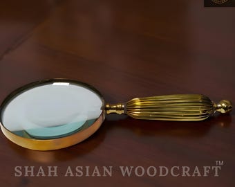 Vintage Brass Magnifying Glass: Royal Gold Ornate Handle