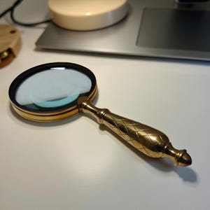Royal Gold Vintage Magnifying Glass - Solid Brass Antique Handheld Magnifier for Reading Books & Maps - Premium Gift for Men or Women