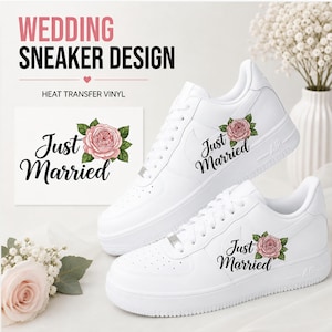 Transferencia termoadhesiva para bodas para zapatillas Air Force 1 y más, zapatos de novia, despedida de soltera, novia, regalo para ella, diseño de accesorios para zapatos DIY 0367