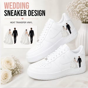 Transferencia termoadhesiva para bodas para zapatillas Air Force 1 y más, zapatos de novia, despedida de soltera, novia, regalo para ella, diseño de accesorios para zapatos DIY 0351