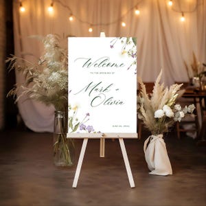 Botanical Wedding Welcome Sign: Editable Floral Canva Template (Digital Download