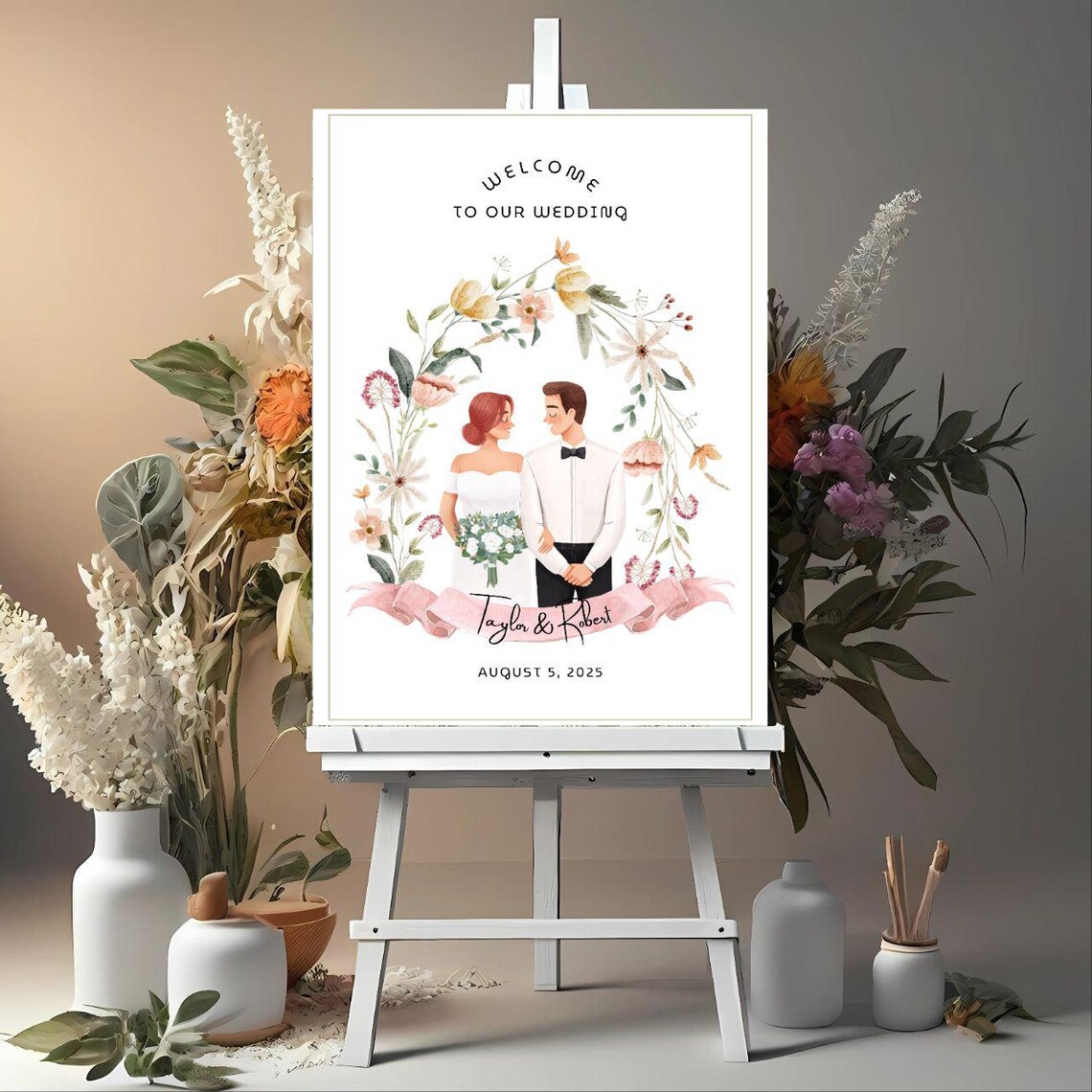 Editable Wedding Welcome Sign Canva Template | Modern Digital Welcome ...