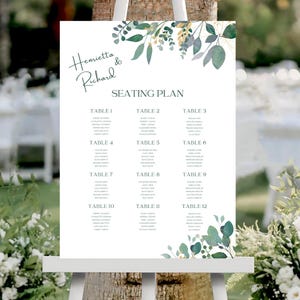 Editable Wedding Seating Chart | Canva Seating Plan Template | Printable Reception Sign | Digital Table Arrangement