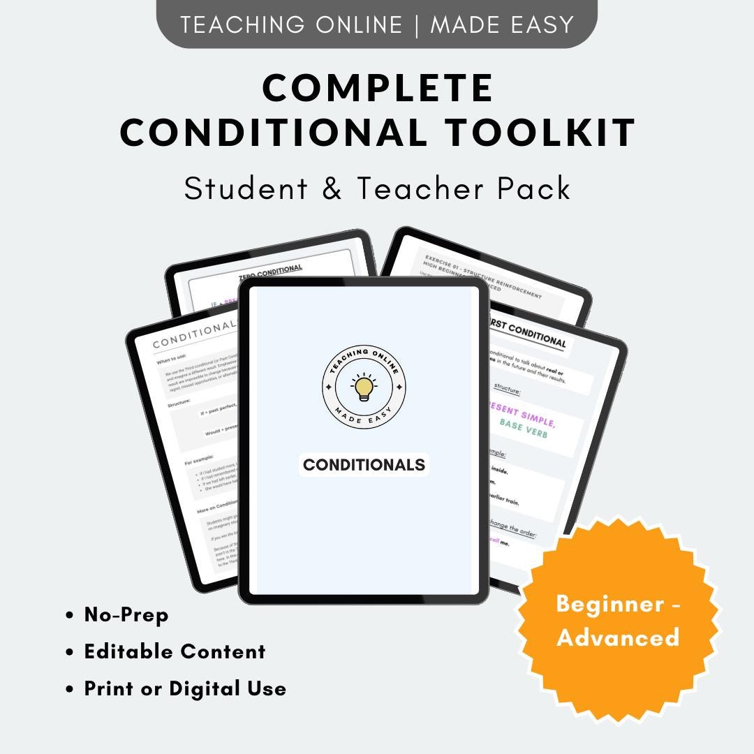 ESL Conditionals Grammar Teaching Bundle: Cheat Sheets & Worksheets ...