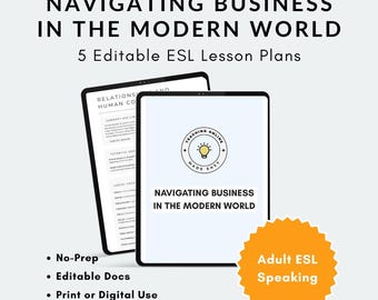 Business English Conversation Class Plans | 5 EFL Speaking Lessons | Navigating Modern Business | B1+ PDF