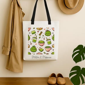 Green Goodness Tote: Natural Canvas Bag for Matcha Lovers