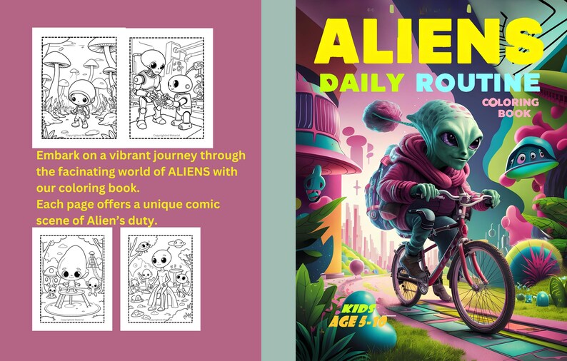 Routine Alien Design ALIENS DAILY ROUTINE Coloring Book. Funny Printable Coloring Pages. - Etsy
