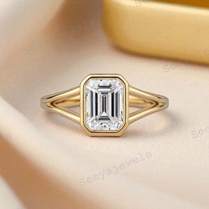 2 CT Emerald Cut Lab Grown Diamond Engagement Ring Lab Diamond Wedding Ring Vintage Anniversary Gifts For Her Promise Ring