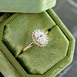 2.5 Ct Oval Cut Moissanite Ring, Moissanite Oval Engagement Ring, Moissanite Hidden Halo Wedding Proposal Ring