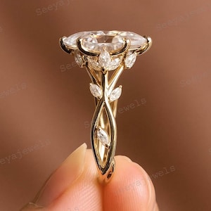 2.5CT Marquise Cut Moissanite Engagement Ring Vintage 14K Gold Moissanite Ring Nature Inspire Ring Wedding Ring Marquise Anniversary Gift