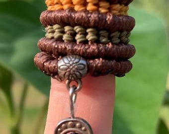 Handmade Macrame Dread Bead, Hamsa Charm, Boho Loc Accessory, Spiritual Protection