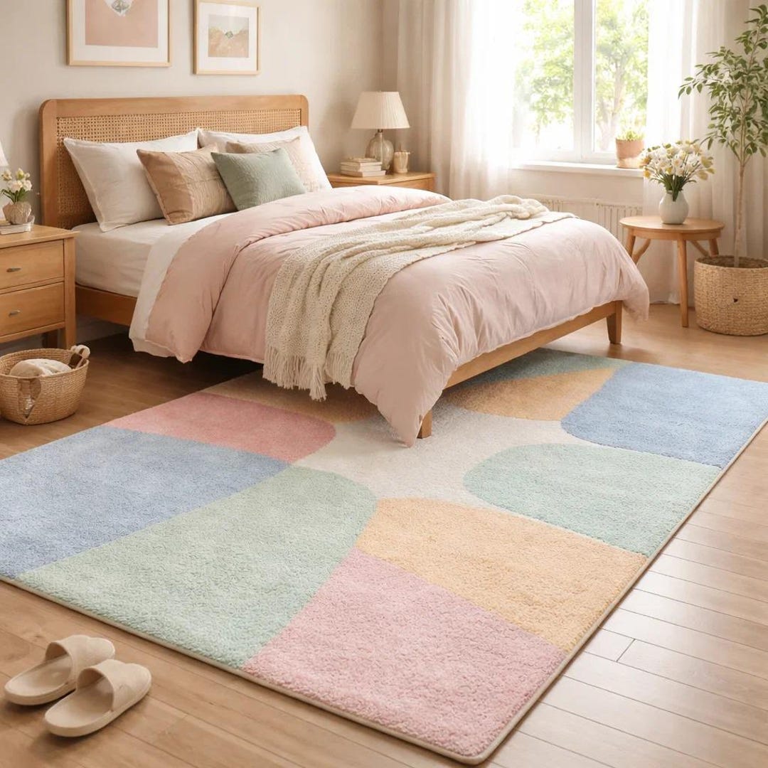 Hand-tufted Pastel Abstract Rug, Modern Nursery Decor, Custom Size - Etsy