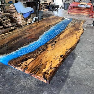 wooden coffee table Walnut Dining Table Handmade Live Edge Desk |Blue Epoxy Resin River Table | Console Table,rustic coffee table, wood slab