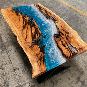 RESIN RIVER TABLE Walnut Dining Table Handmade Live Edge Desk | Blue Epoxy Resin River Table | Console Table, rustic coffee table, wood slab