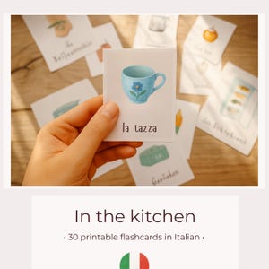 Italienisch Küche Vokabelkarten: Montessori Sprache lernen (PDF Download