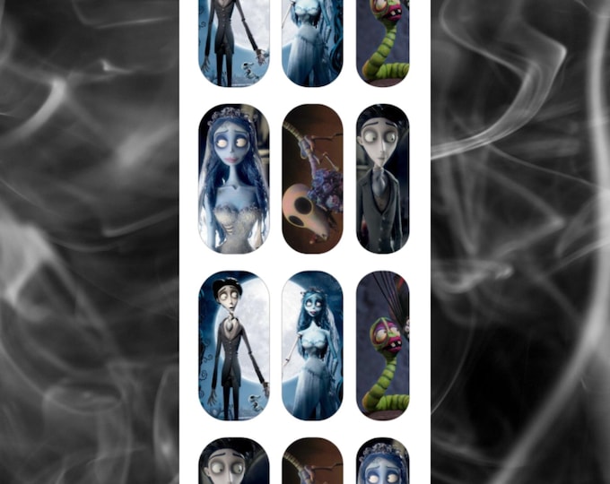 Corpse Bride Inspired Waterslide Nail Decals