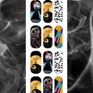 Jack & Sally Inspired Waterslide Nail Decals