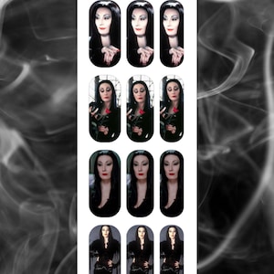 Morticia Inspired Waterslide Nail Decals