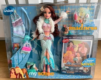 BNIB 2004 Mattel My Scene Masquerade Madness Mermaid Diva -Chelsea doll + DVD