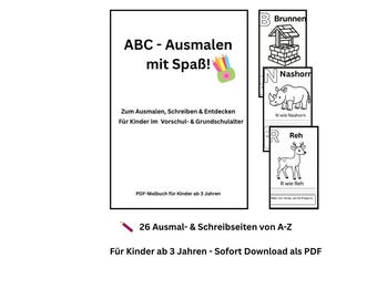 ABC Coloring Book for Kids to Print – Write & Color Letters – Preschool PDF Learning Material – A to Z