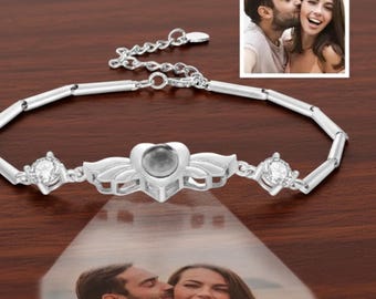 Elegant Projection Photo Wings Bracelet, Stone Bracelet, Bracelet With Photo, Perfect Gift For Her, Remembrance Gift, Projection Bracelets