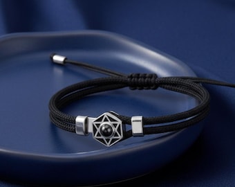 Custom Hexagram Couple Braided Projection Bracelet | Matching Couple Bracelet | Projection Bracelets | Bracelet With Photo | Couples Jewelry